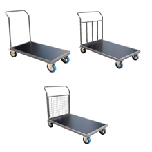 Steel plateform trolley 1000 x 800 mm with 1 or 2 drawbars 300 to 500 kg - 