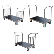 Steel plateform trolley 1000 x 800 mm with 1 or 2 drawbars 300 to 500 kg - 