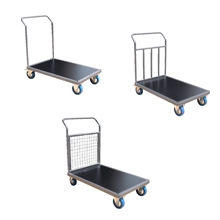 Steel plateform trolley 1000 x 700 mm with 1 or 2 drawbars 300 to 500 kg - 