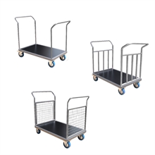 Steel plateform trolley 1000 x 700 mm with 1 or 2 drawbars 300 to 500 kg - 