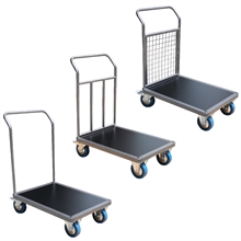 Steel plateform trolley 600 x 800 mm with 1 or 2 drawbars 300 to 500 kg - 