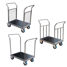 Steel plateform trolley 600 x 800 mm with 1 or 2 drawbars 300 to 500 kg - 